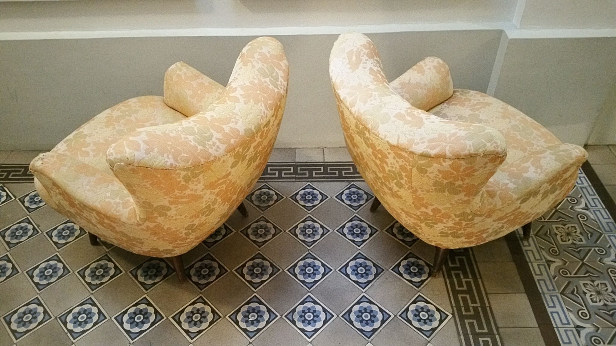 Pair of chairs design organic vintage 50s 60s