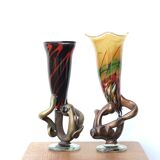 Pair of blown glass vases signed, 90s
