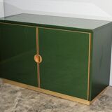 Italian emerald green and brass cabinet ,1970