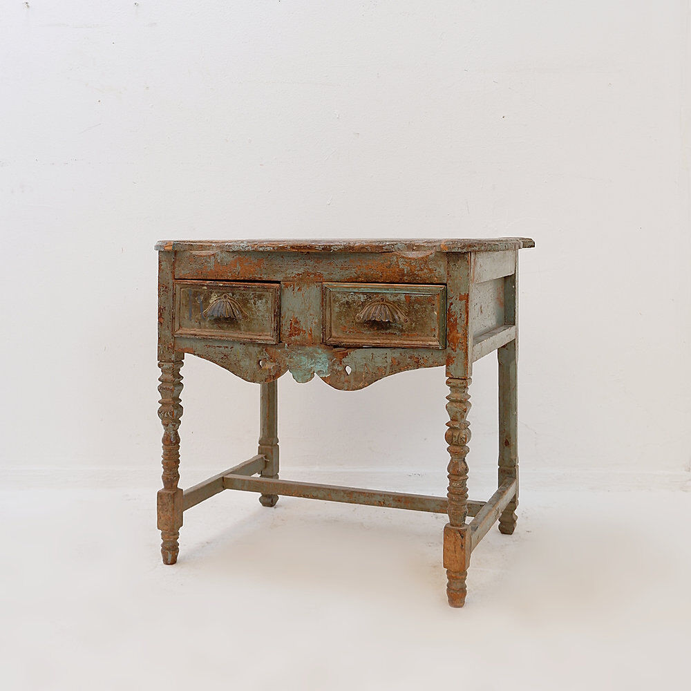 Side table with 2 drawers in patinated wood - 20th century