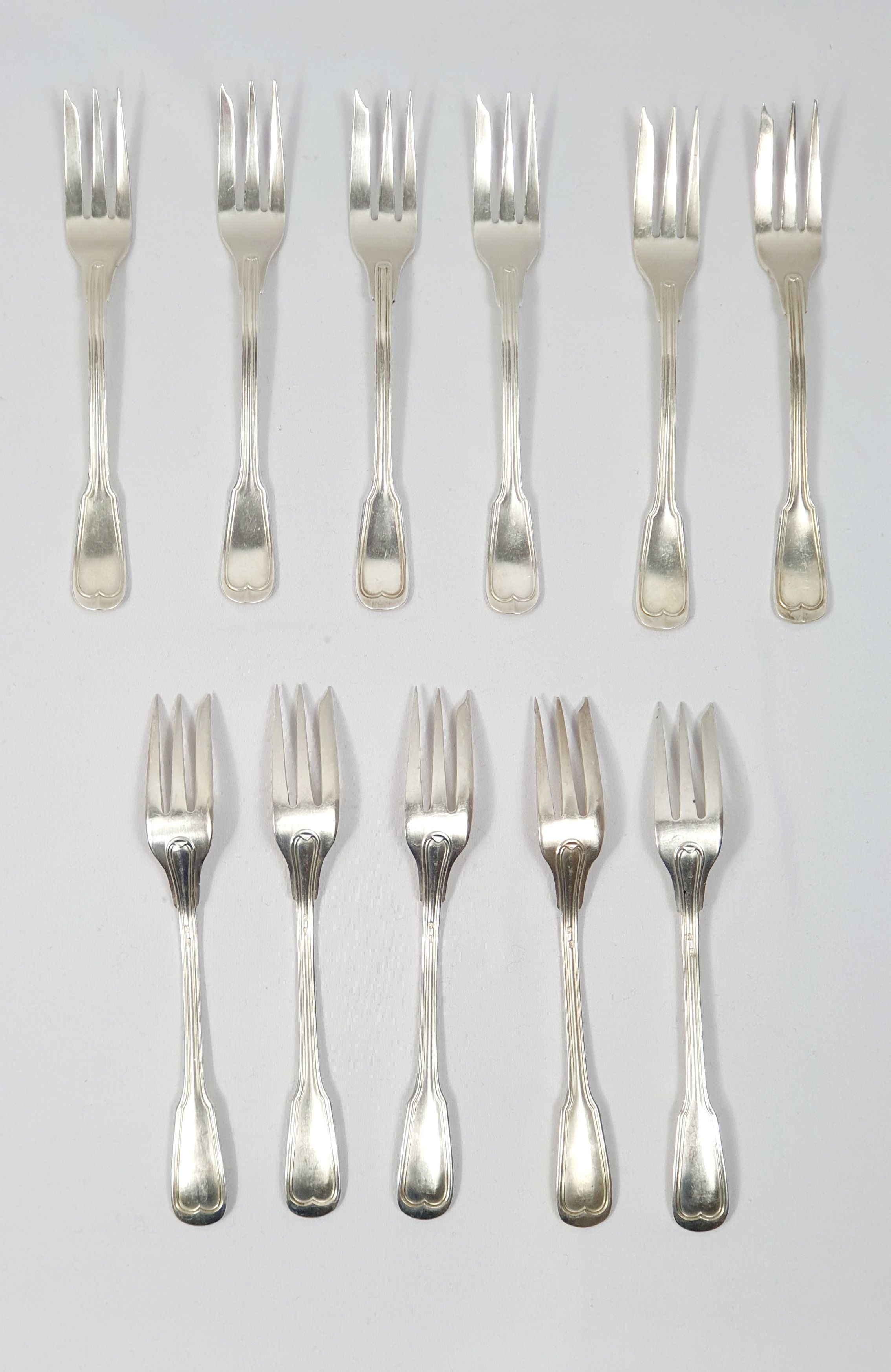 11 dessert forks Silver plated Christofle cakes 24 g vintage antique 1844 - 1935