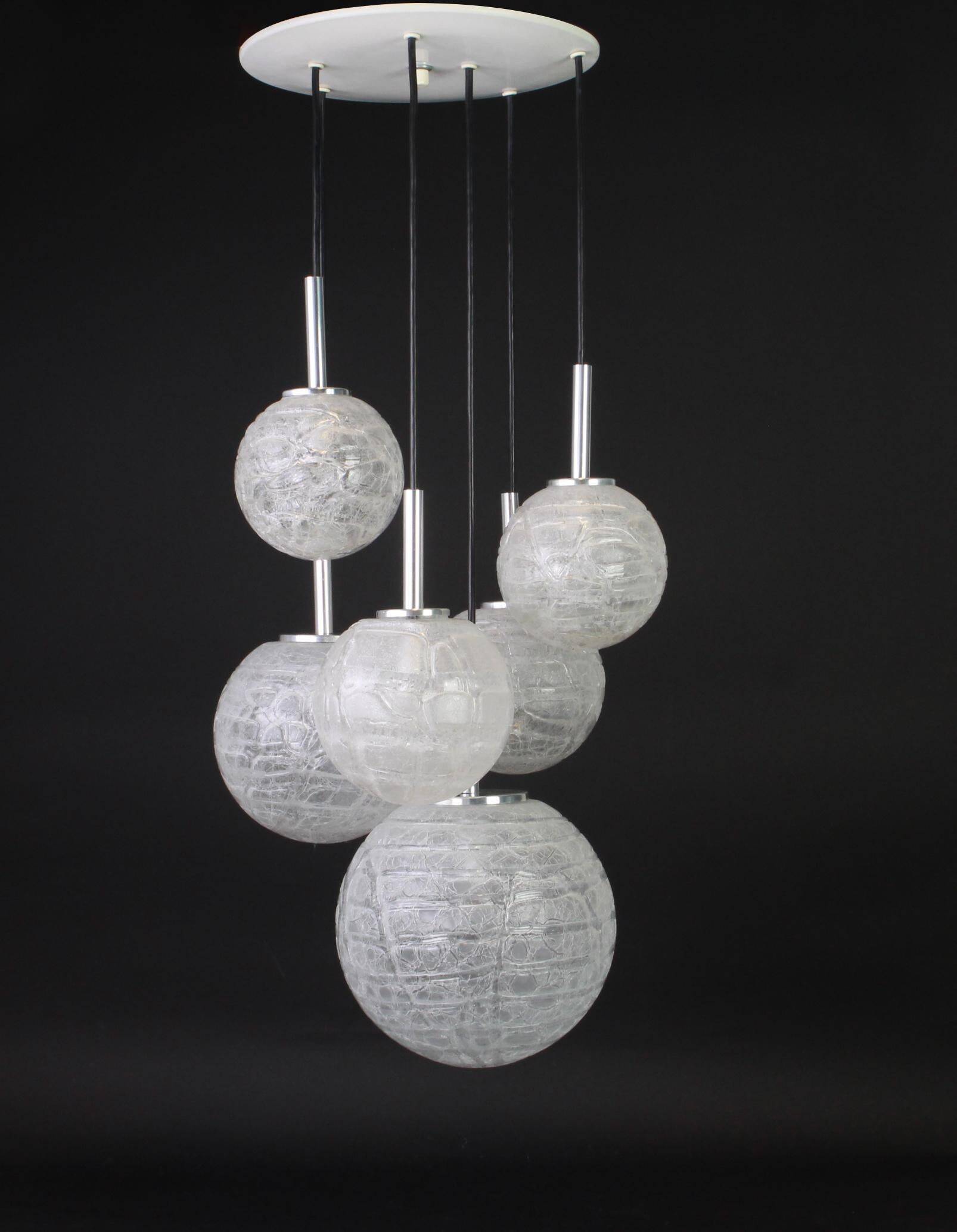 Grand cascading chandelier in Murano glass by Doria, Germany, 1970s.