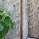 Wood and cashmere fabric screen