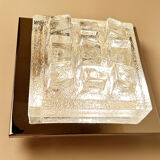 Sculptural Wall Lamp Vintage 60s, Glass and Chrome