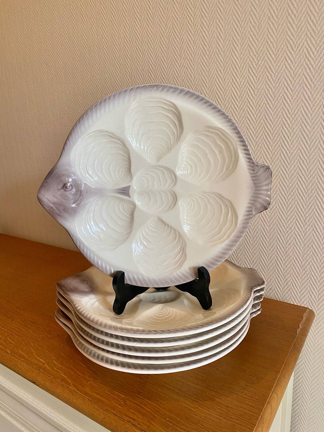 Fish-shaped oyster plates West Germany
