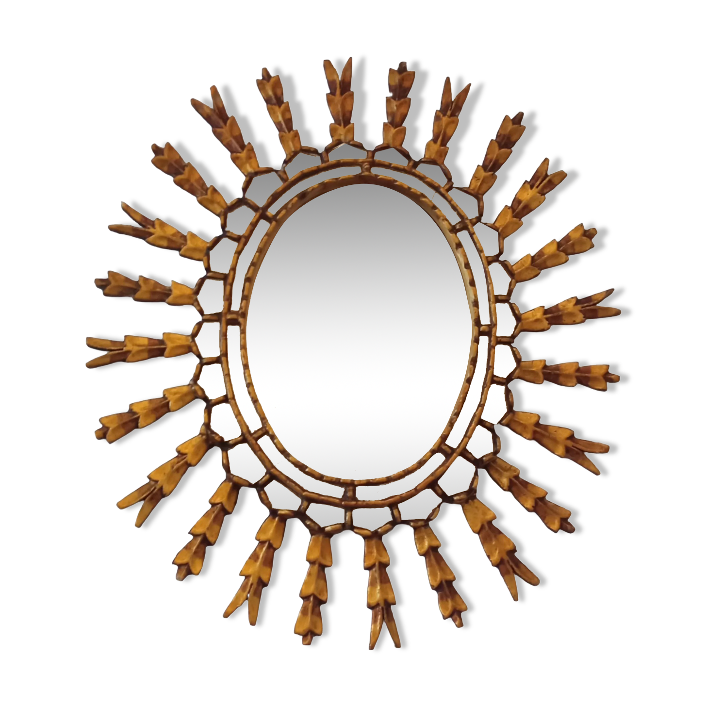 Sun mirror in gilded wood, 60x52 cm