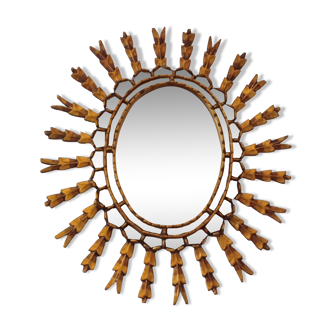 Sun mirror in gilded wood, 60x52 cm