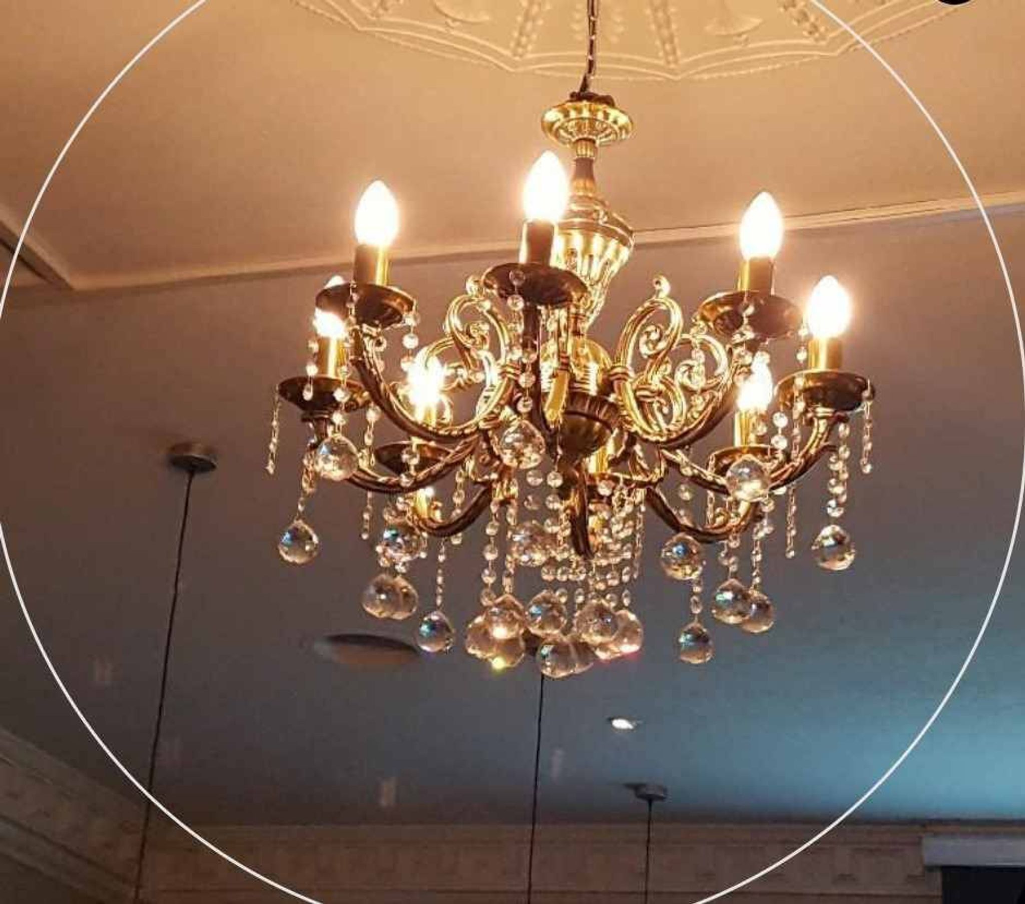 Solid brass chandelier with pendants