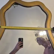 Vintage organic bevelled gold wooden mirror, Art Deco period.