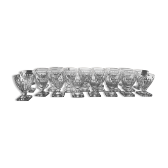 11 champagne glasses, 12 wine glasses and 12 crystal port glasses from Val st Lambert