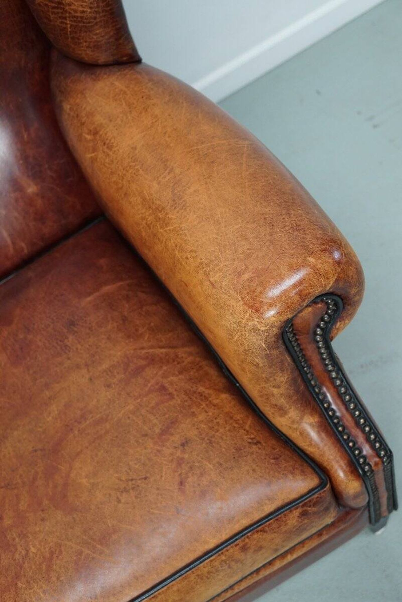 Vintage Dutch club chair in cognac leather, 1970s