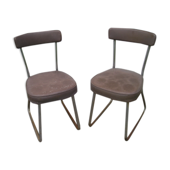 Pair of Roneo skai chairs and chrome metal 1960