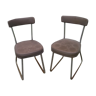 Paire de chaises Roneo skaï et métal chromé 1960