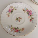 Royal Albert English porcelain set of 2 cups, saucers, and milk jug.