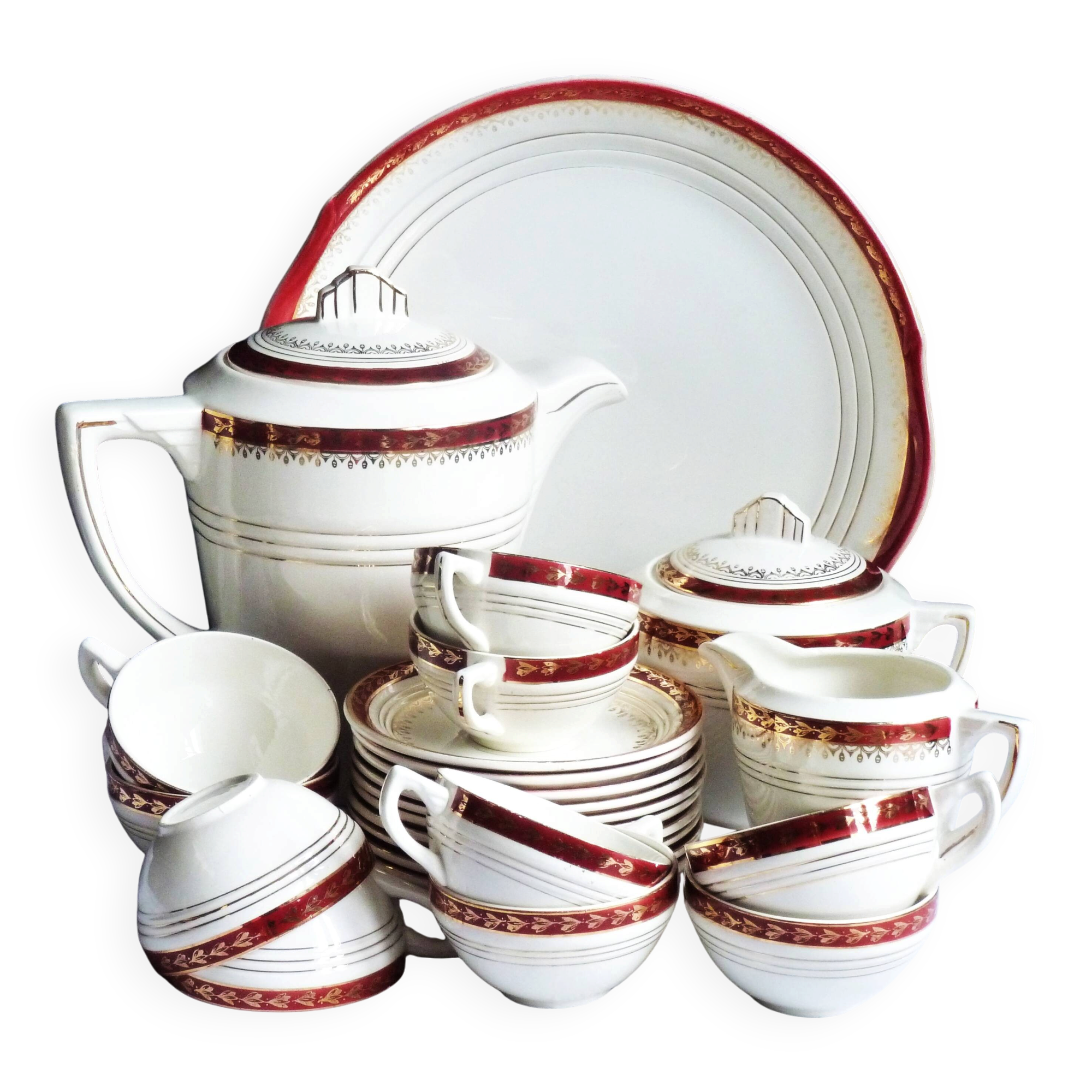 1920s coffee service Céranord from Saint-Amand, 24 pieces.