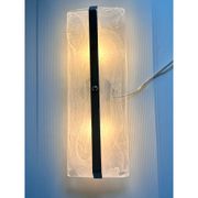 Contemporary Rectangular Venied-White "Alabastro" Murano Glass Chromed Wall