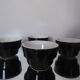 Set of 4 stackable ramekins ceramic dark gray and white style Scandinavian