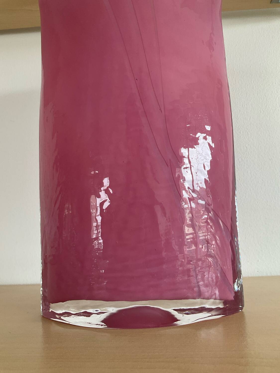 Vintage pink glass paste vase