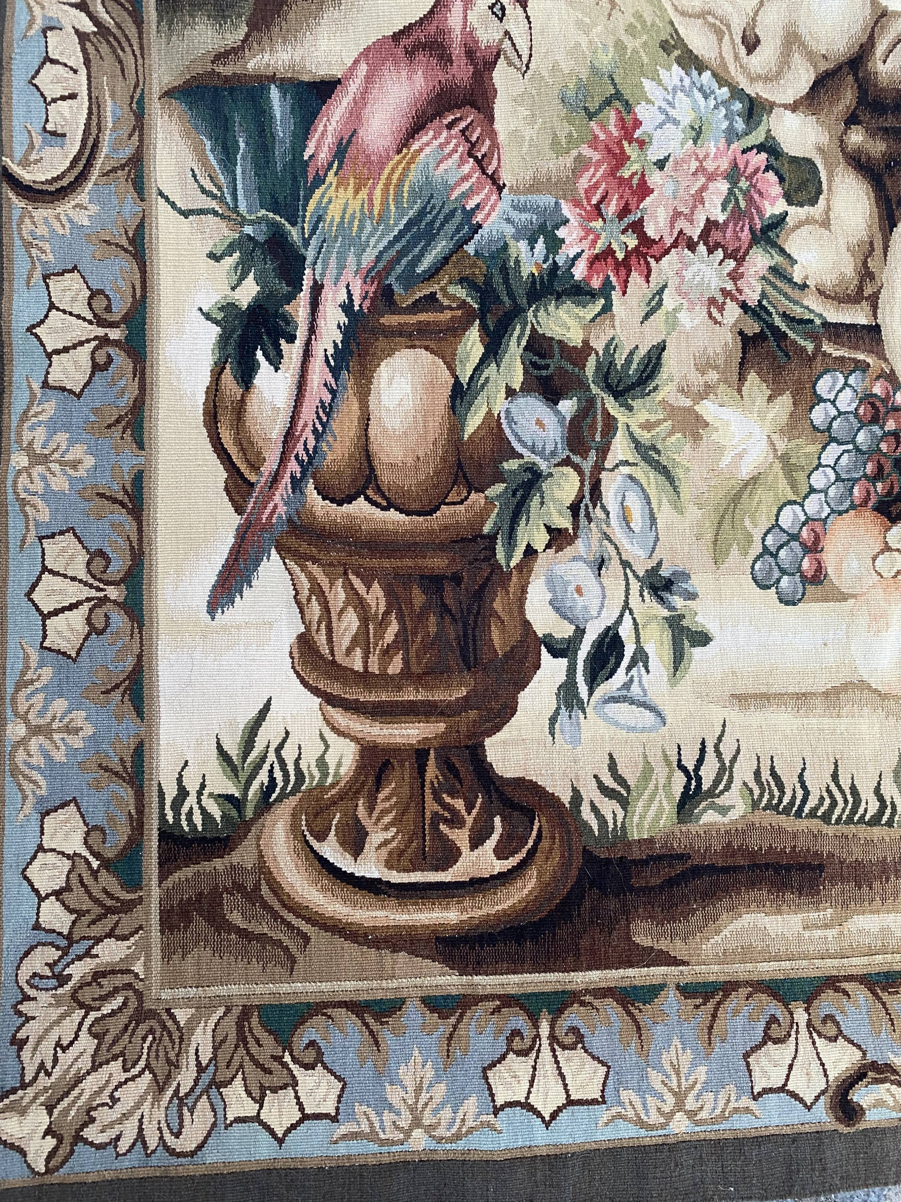 Handmade aubusson vintage tapestry 116x149 cm