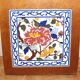 Large wooden and earthenware cutting board from Gien, Pivoines model