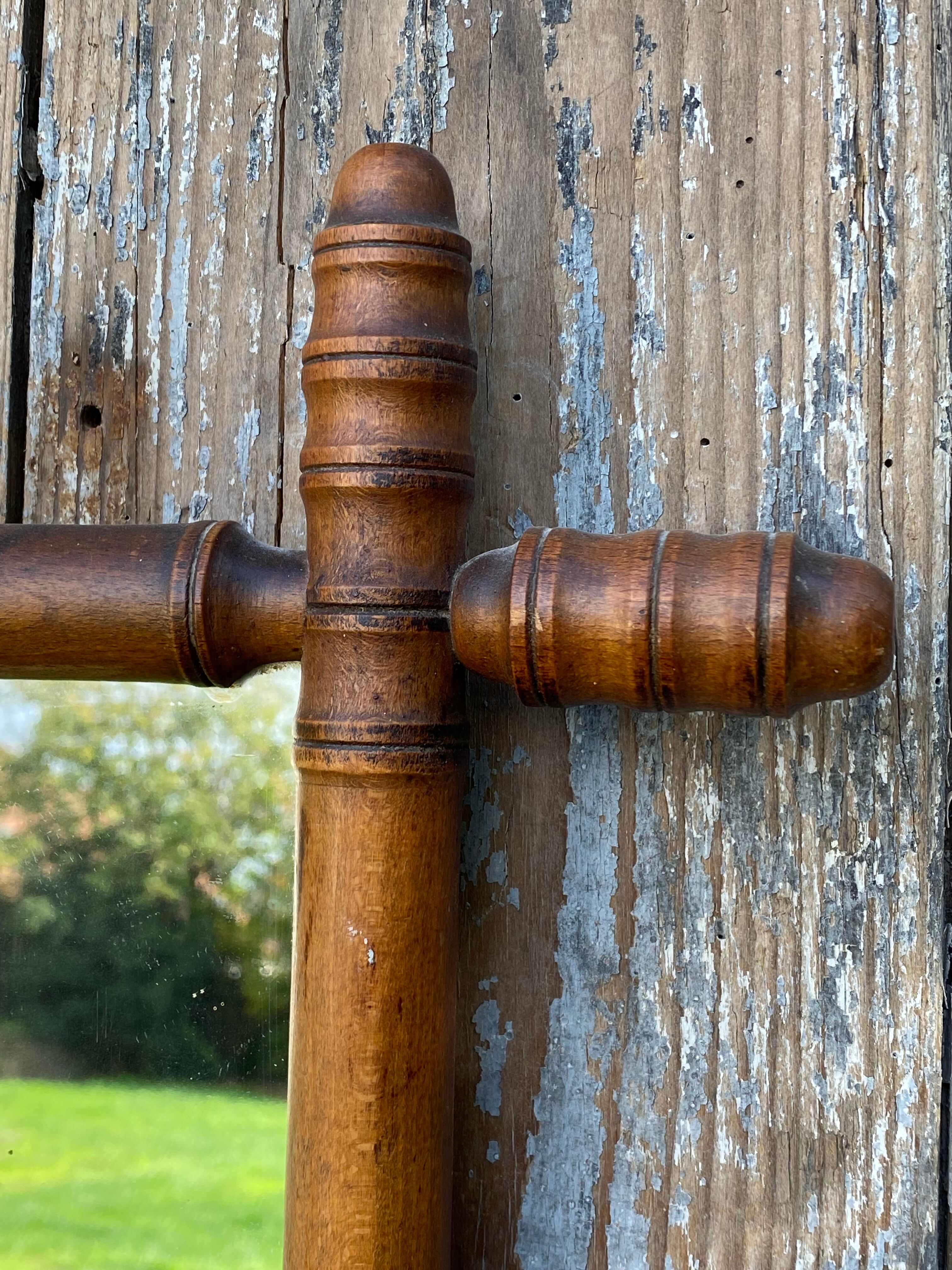 Bamboo-style wooden mirror, 54 x 48 cm