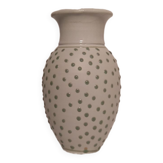 Vase vintage céramique relief gouttes de verre  signé