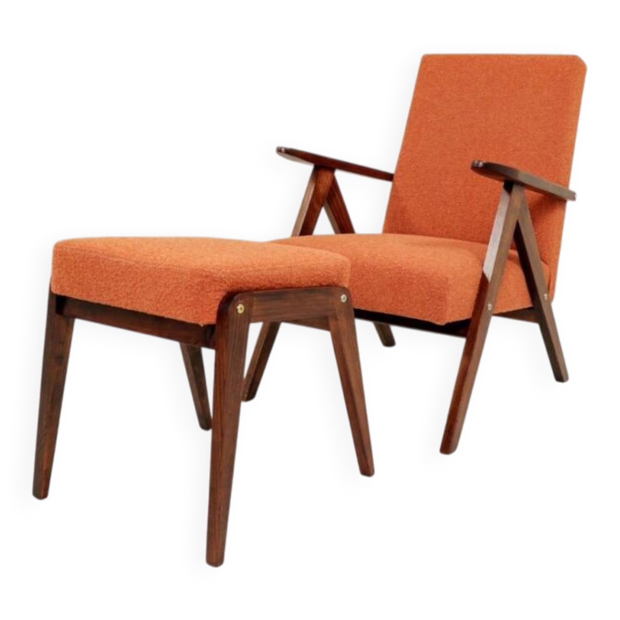 Fauteuil Vintage avec Repose-Pieds  terracotta Bouclette