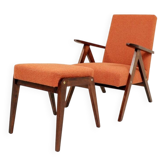 Fauteuil vintage avec repose-pieds terracotta bouclette
