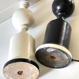 2 large black and white turned wood vintage lamp bases.