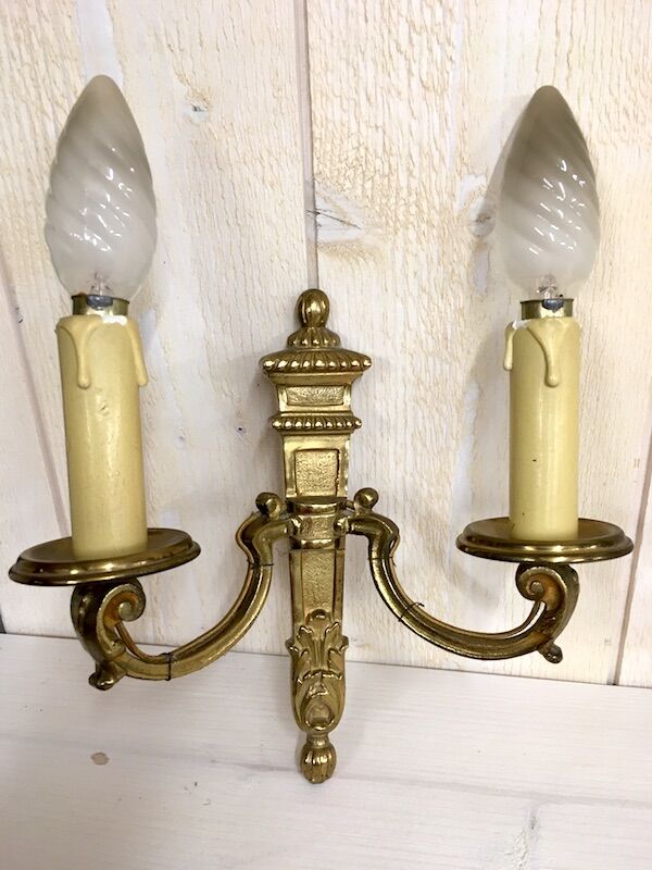 Pair of gold bronze wall light Louis XVI style