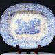 Large Decorative Platter Blue Transferware with Abbey Ruin early 19th C.
