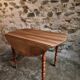 Antique walnut drop-leaf dining table – French round table 110 cm