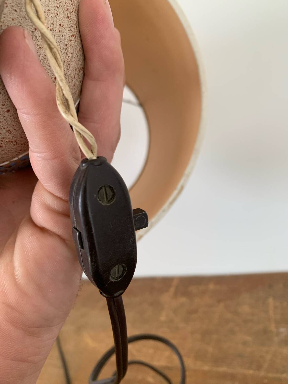 Art Deco glazed ceramic ball lamp, circa 1940