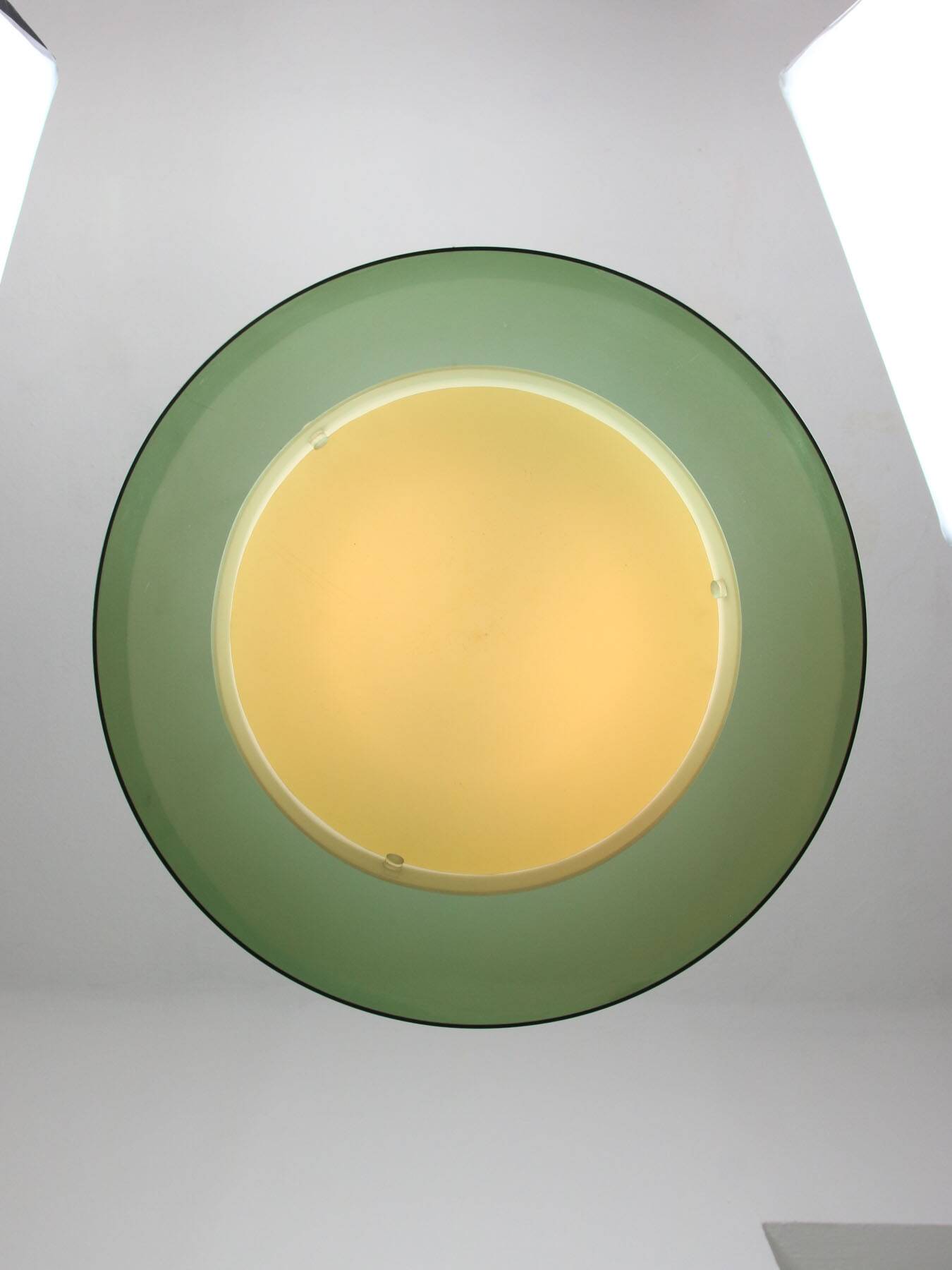 Italian space-age plexiglass green pendant lamp, 70s