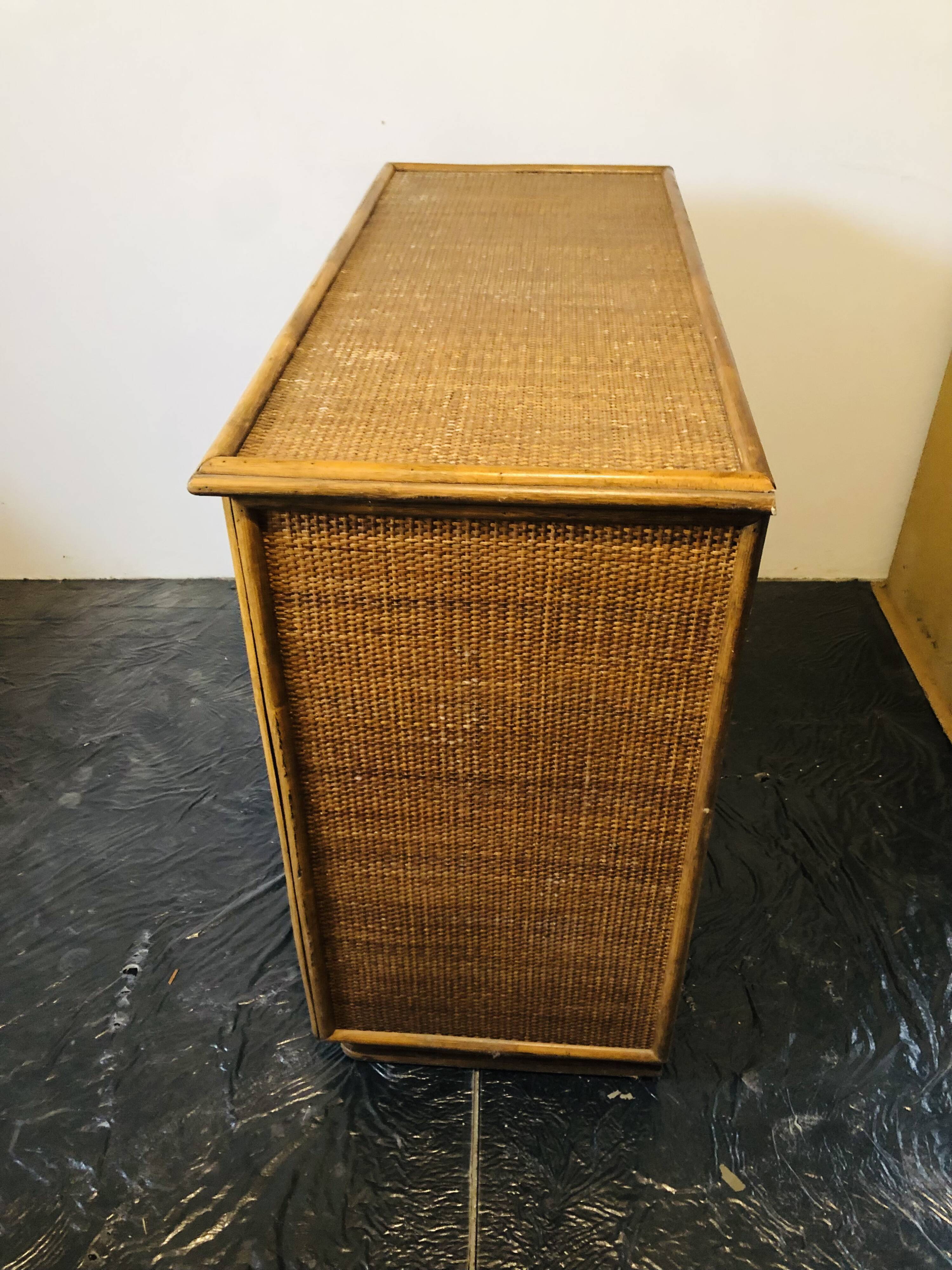 Woven rattan and bamboo buffet—Vivai del Sud, Italy circa 70s