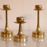 Set of 3 Scandinavian brass candle holders 1970