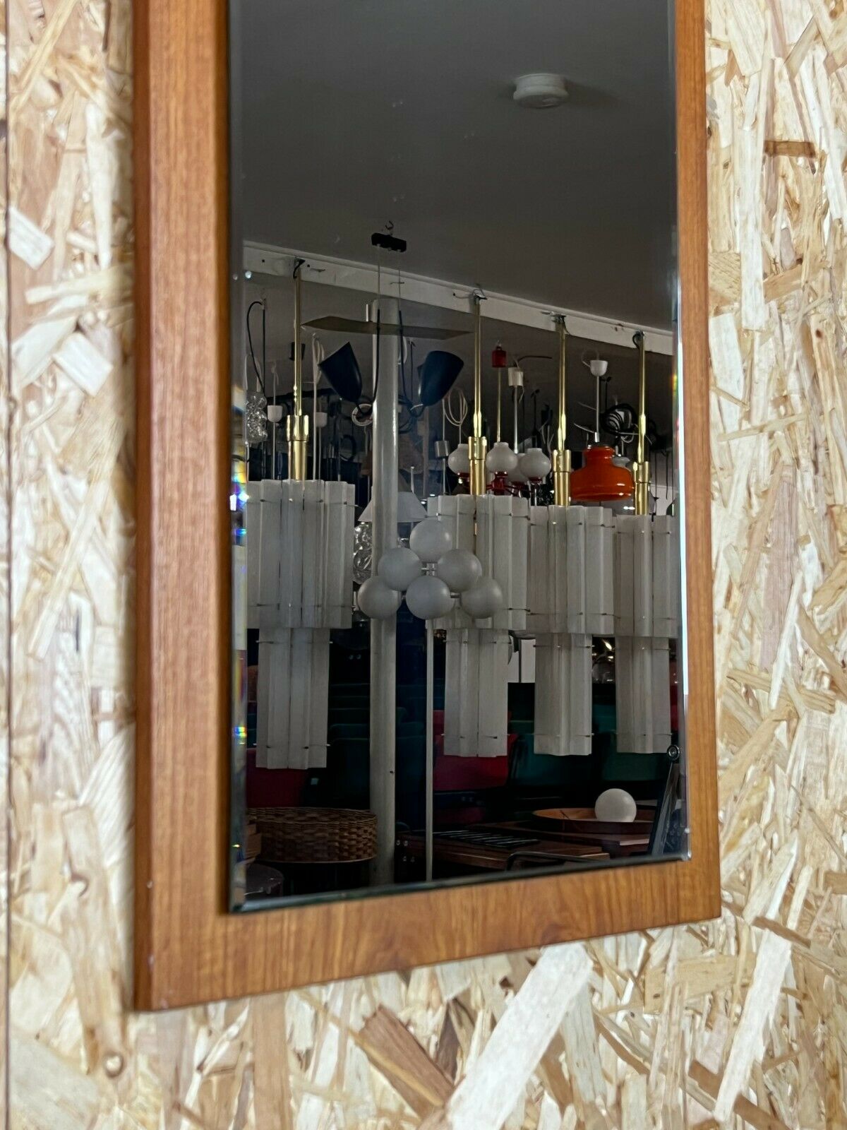 60s 70s teak mirror 77x37cm