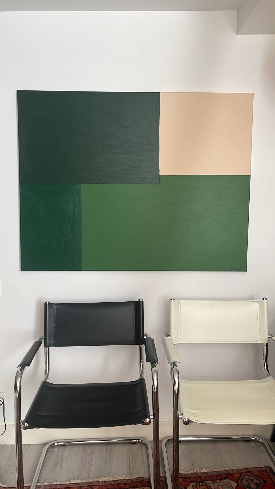Contemporary minimalist painting "Green Composition" 100x80cm
