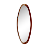 Oval hall mirror, wooden frame. Scandinavia 1960s 33x100cm