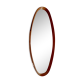 Miroir de hall ovale cadre bois scandinavie 1960s 33x100cm