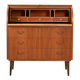 Scandinavian teak secrétaire with sliding tambour