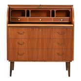 Scandinavian teak secrétaire with sliding tambour
