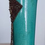 Vase en céramique craquelée verte