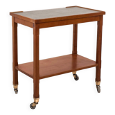 Desserte signée Ordo en cuir et bois, années 1950