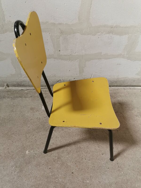 Chaise Jaune Jacques HITIER vintage années 50