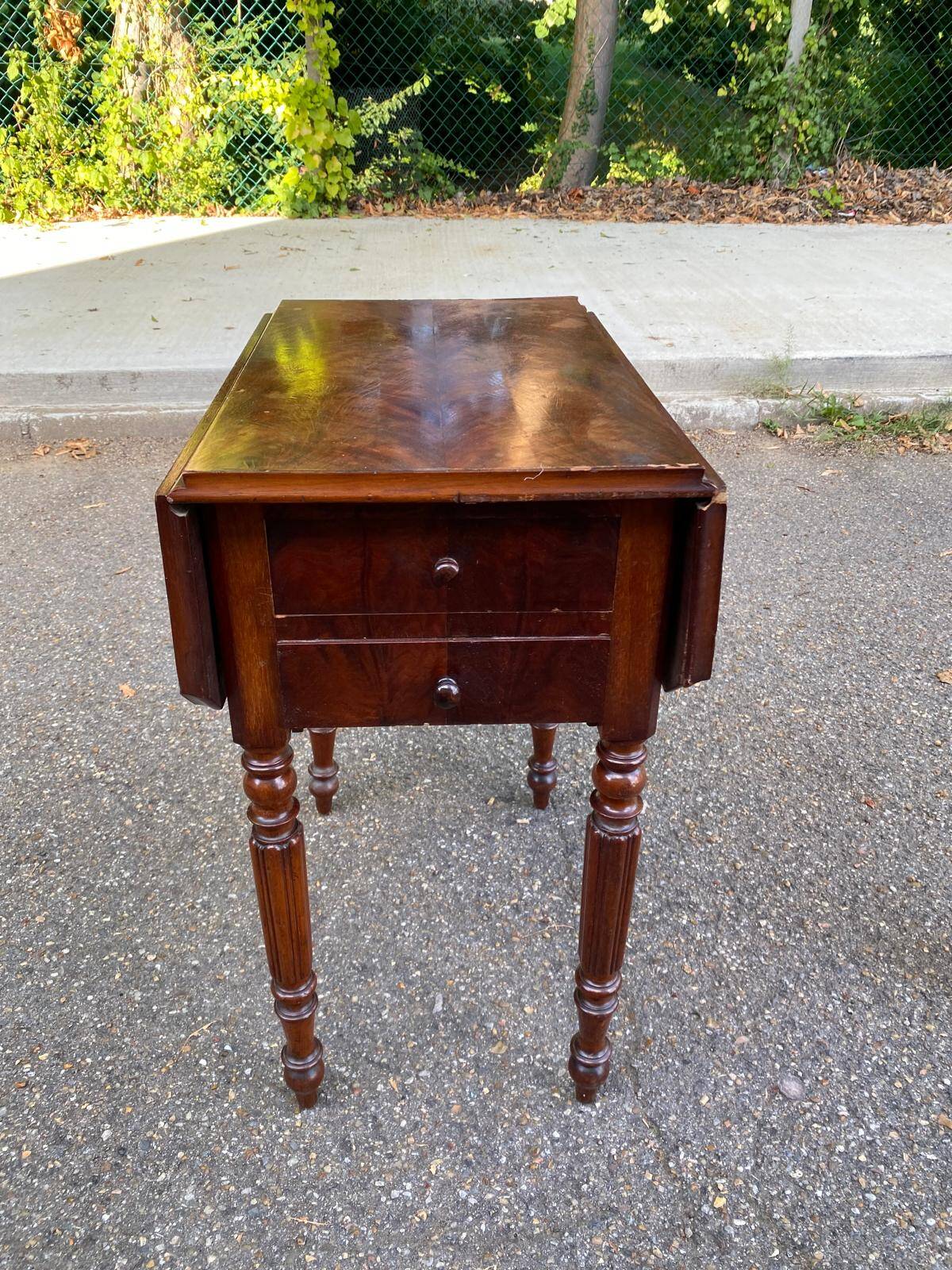 Victorian bedside table with shutters and drawers
