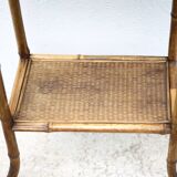 Bamboo and woven wicker table, vintage bamboo console, side table