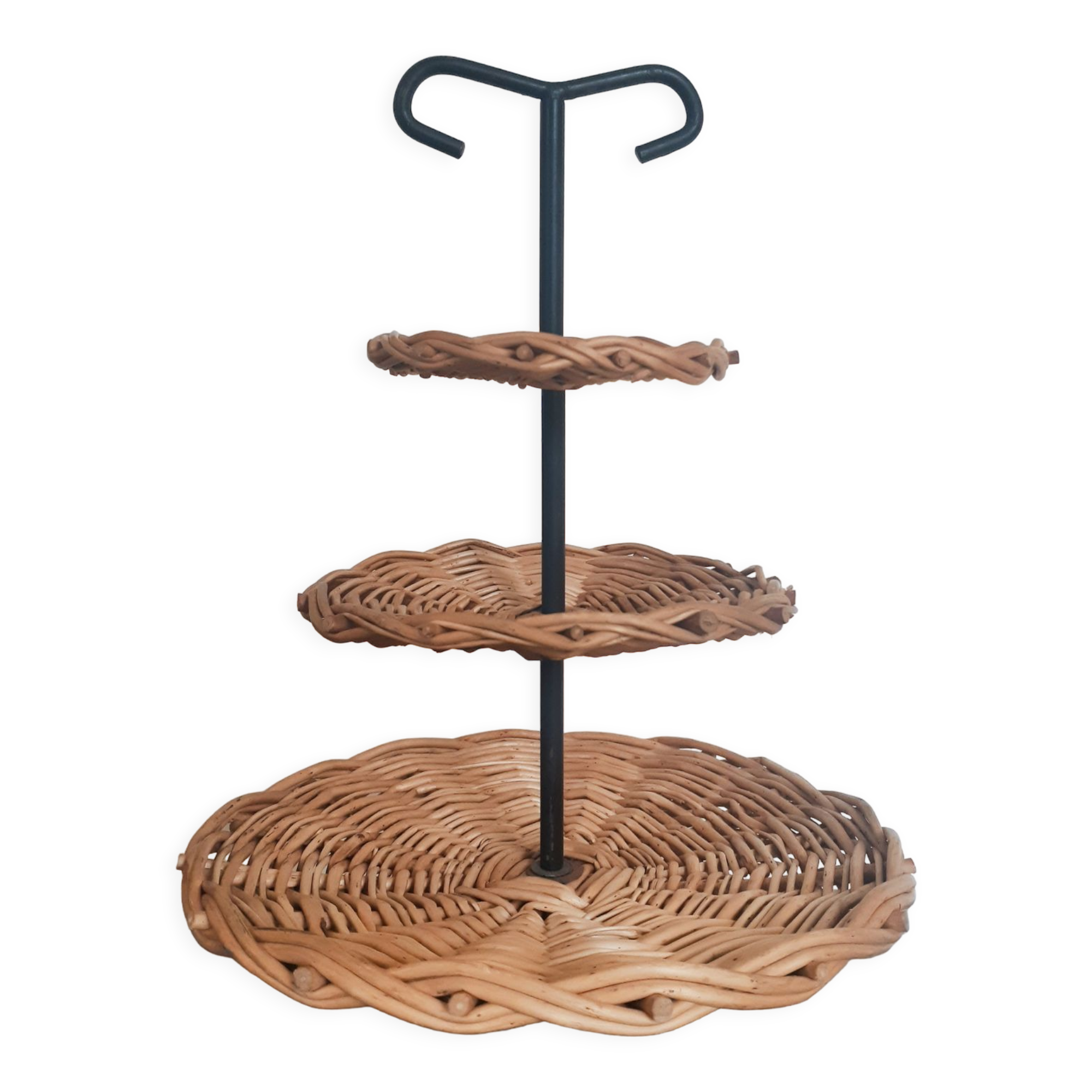 Rattan fruit or cheese holder, vintage, 50s
