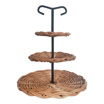 Porte fruits ou fromages en rotin, vintage, années 50