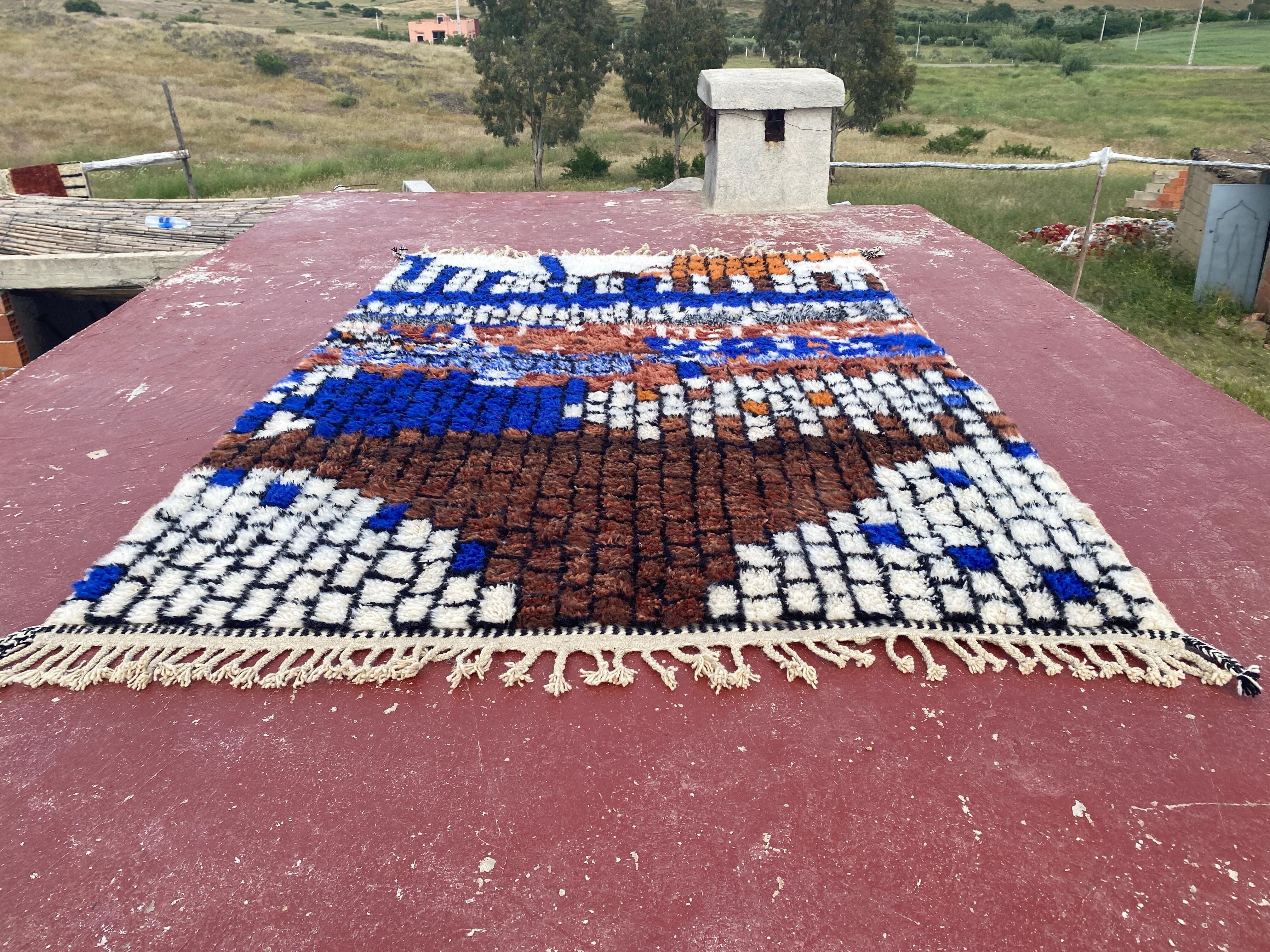 Contemporary multicoloured Berber rug in wool – 300 x 200 cm